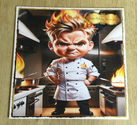 Angry Chef Gordon Ramsay 7x7 Card Kit. Matching Box, Gift Bauble,Tag by Honorscard Appleby