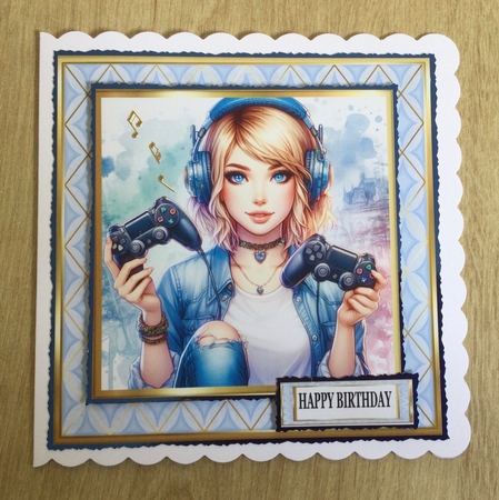 GIRL WHO LOVES GAMING BLUE  by Honorscard Appleby