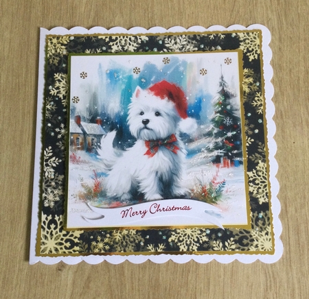 3 Whimsical Christmas Westie card front/toppers 1 by Honorscard Appleby