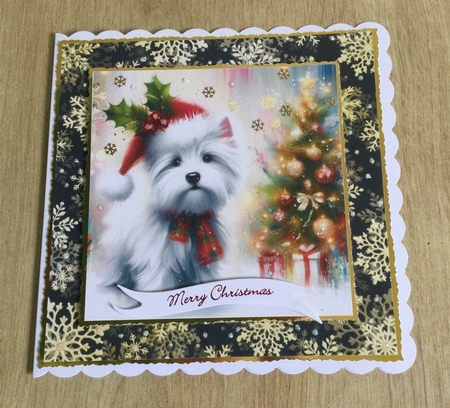 3 Whimsical Christmas Westie card front/toppers 2 by Honorscard Appleby