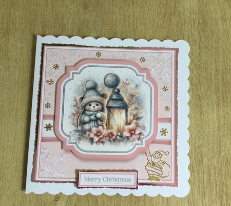 Pink Christmas Lantern 9 & 10 Toppers with Sentiments CU4CU/PU/CU by Honorscard Appleby