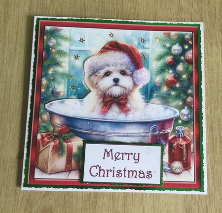 Christmas Bath Dog 1 by Honorscard Appleby