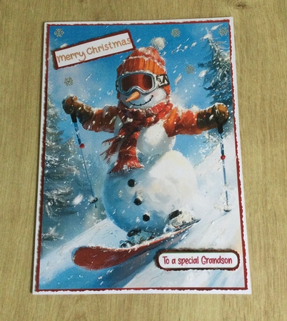 A4 - Snowman on SnowBoard by Honorscard Appleby