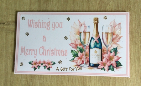 Champagne Christmas money wallet. by Honorscard Appleby