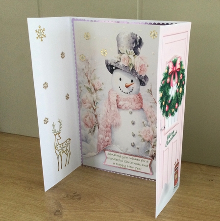 Pink Gate Fold, With Wreaths With Cute Snowman One by Honorscard Appleby