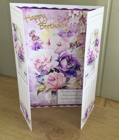 Pretty Purple/Pink Roses & Flowers Gate Fold (ONE) by Honorscard Appleby