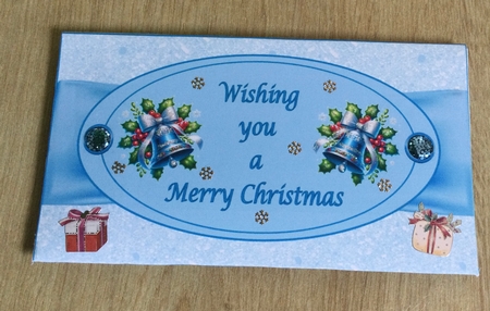 Blue Christmas bells money wallet. by Honorscard Appleby