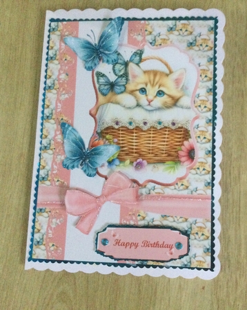 Kitty in a Basket Card Front by Honorscard Appleby