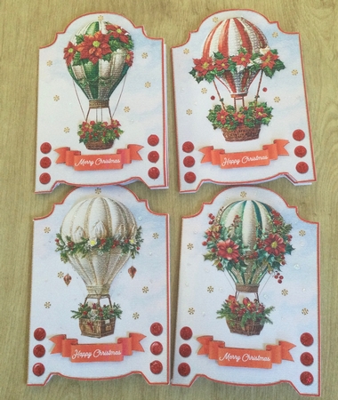 Set of 4 Christmas Hot Air Balloons by Honorscard Appleby