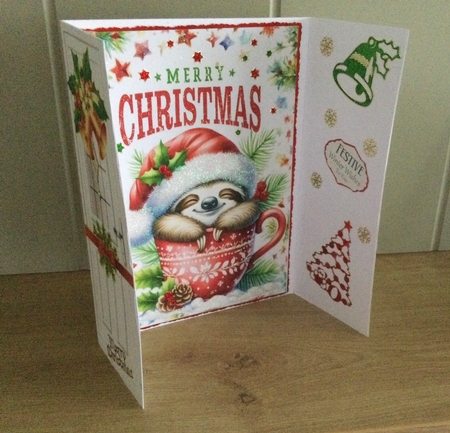 Cute Baby Sloth In A Teacup Christmas Gatefold (FOUR) by Honorscard Appleby