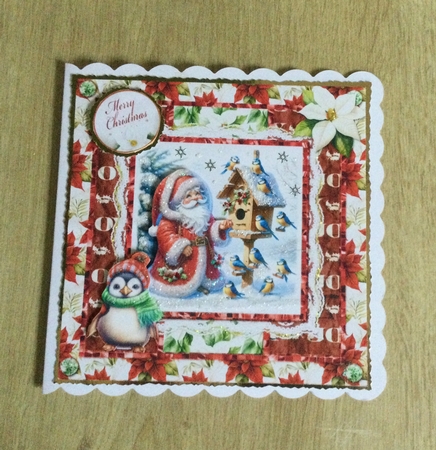 Santa Gnomes 5 6 x 6 Card Front with Topper, Decoupage and Sentiments by Honorscard Appleby