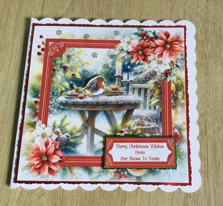 Christmas Garden Robin - 6x6 4 by Honorscard Appleby