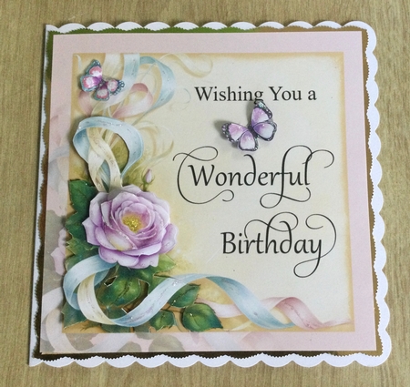 Single Rose and Ribbons Birthday by Honorscard Appleby