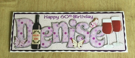 Malbec Wine, Sunglasses & Butterflies DENISE 60th large dl by Honorscard Appleby