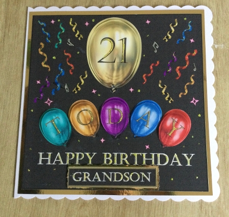 7.5 in balloons quick card (Black).  by Honorscard Appleby
