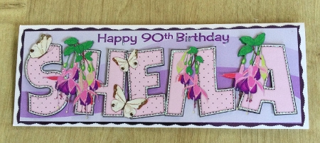 Fuchsias & Butterflies SHEILA 90th large dl by Honorscard Appleby