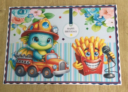 A4 SHEET  CUTE DRAGON FIRE FIGHTER by Honorscard Appleby
