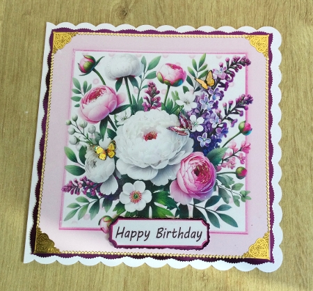 Pink Dot 8x8 Card Front With Flowers (TWO) by Honorscard Appleby