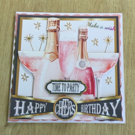 CHEERS to All The Years - PINK CHAMPAGNE - Large Shaped Card Front by Honorscard Appleby