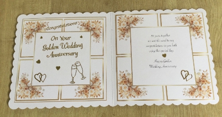 gold wedding anniversary with roses insert by Honorscard Appleby