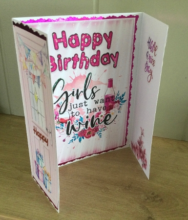 Lovely Gatefold In Pink With Birthday Celebrating  by Honorscard Appleby