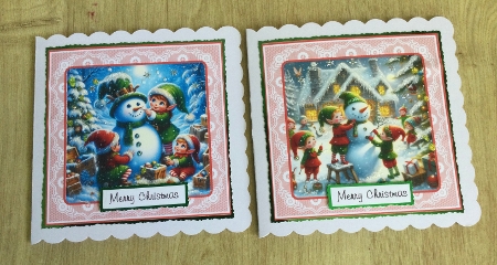 red lace elves and snowmen by Honorscard Appleby