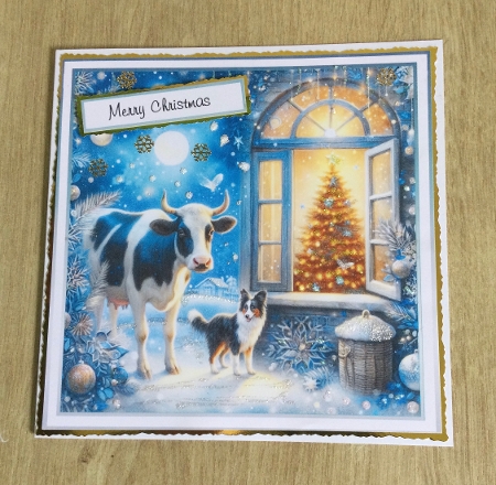 christmas dogs/animal windows 12 dairy cow  and collie (as requested) by Honorscard Appleby