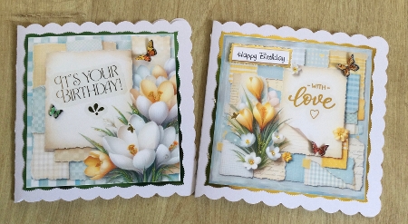 Vintage Spring Flowers Layered Papers Card Toppers by Honorscard Appleby