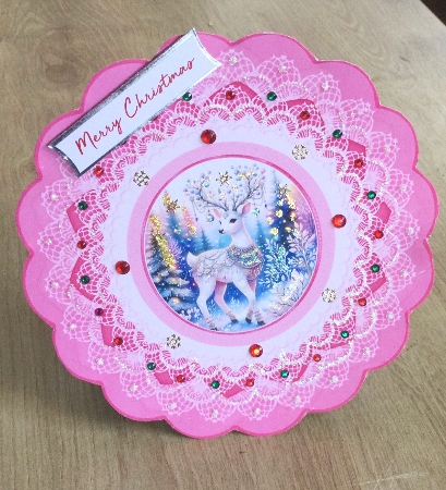 6in bejewelled reindeer wobble card. by Honorscard Appleby