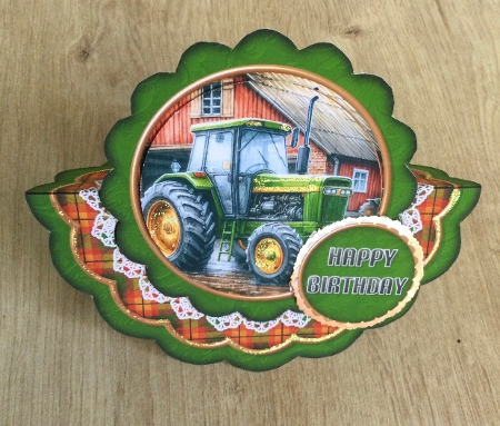 Grandads Tractor - Scalloped Rocker Card - Mini Kit by Honorscard Appleby