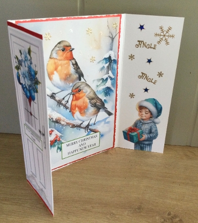 Christmas Gatefold With Snow And Robins (THREE) by Honorscard Appleby