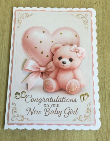Congratulations on your New Baby Girl A4 by Honorscard Appleby