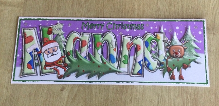 Smiley Santa and Rudolf picking a tree NANNA large dl by Honorscard Appleby