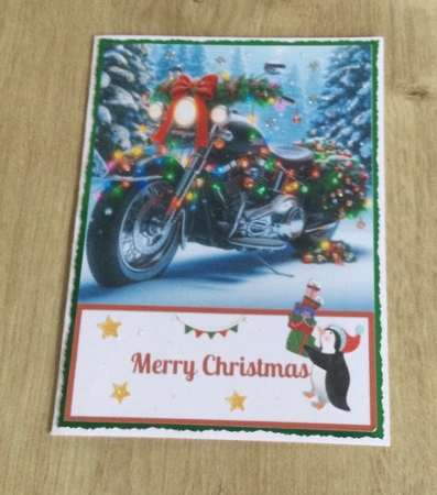5 x 7 Christmas Motorbike Card Front. by Honorscard Appleby