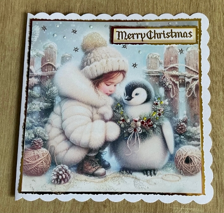 christmas girl with penguin by Honorscard Appleby