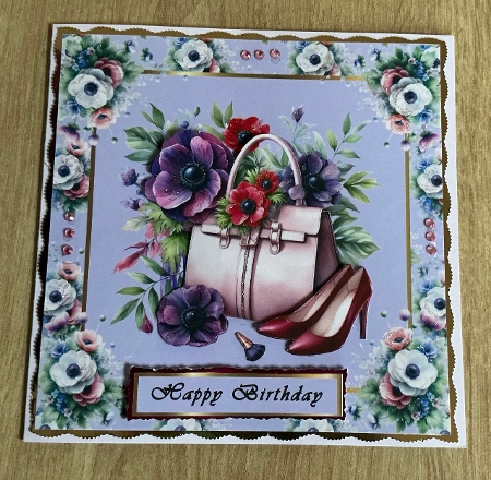 anenome card with handbag  2 by Honorscard Appleby