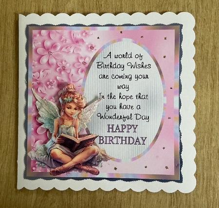 Happy Birthday 3 - 6x6 inch card front with decoupage   by Honorscard Appleby