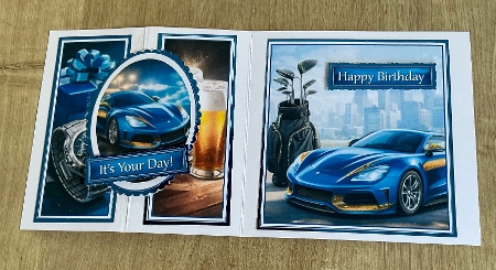 Luxury Birthday Topper for Men with Car, Beer and Golf by Honorscard Appleby