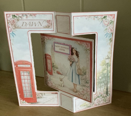 London Lady Card Topper – Big Ben and Roses Scene by Honorscard Appleby