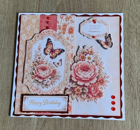 Orange Blossom Happiness Topper – Warm Floral & Butterfly Card Front by Honorscard Appleby