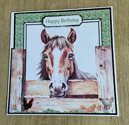 Cheeky Horse Peeking Over Fence 8x8 (TWO) by Honorscard Appleby