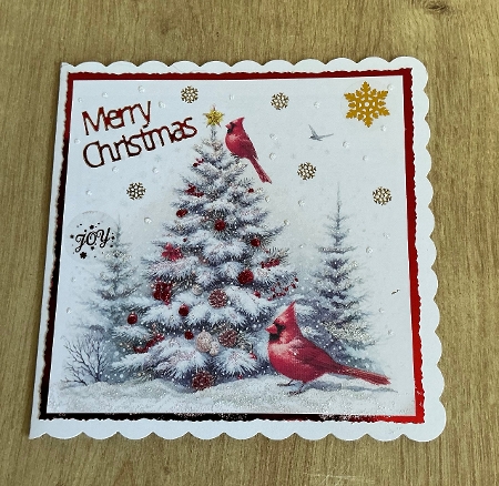 Christmas Tree and Cardinals Snowy Winter by Honorscard Appleby
