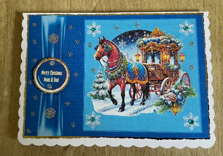 A5 horse drawn carriage quick card front. by Honorscard Appleby