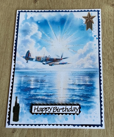 A Watercolour Spitfire Plane A4 Portrait. by Honorscard Appleby