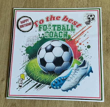 Football Fan 7x7ins card front Football Coach with tags & gift card by Honorscard Appleby