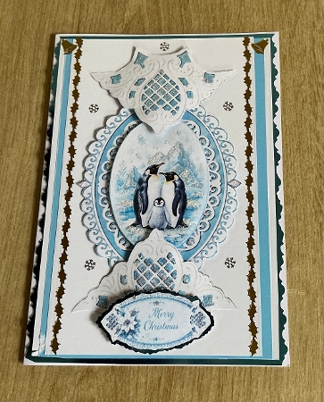 Elegant 5x7 Winter Penguin Family Decorative Card Topper by Honorscard Appleby