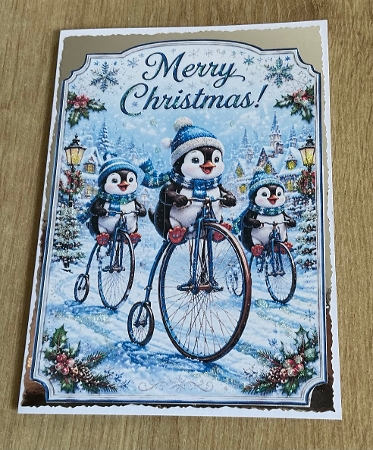 penguins penny farthing by Honorscard Appleby
