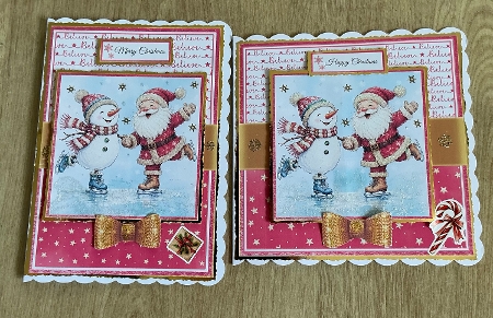 Cute Santa and Snowman 2 Card Fronts & Sentiments - 6x6 & 5x7 by Honorscard Appleby