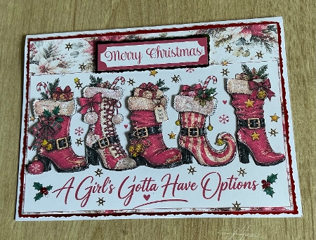 Christmas Boots 7 x 5 Card by Honorscard Appleby