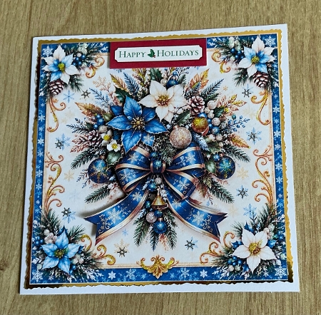 Blue & Gold Christmas Florals – Elegant Festive Card & Tag Set by Honorscard Appleby